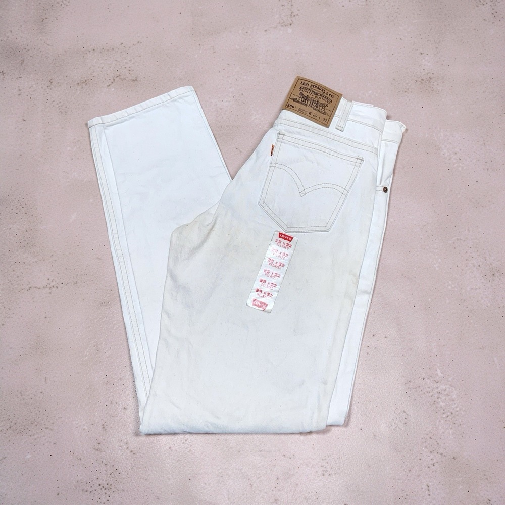 VTG 90s Levis 550 Orange Tab Jeans Deadstock 29x32 White USA Made